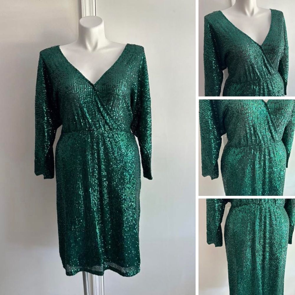 NWT Green Sequin Dress, Size 16, ELOQUII